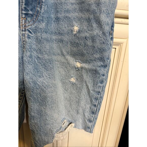 Zara Women's Distressed High Rise Bermuda Cut Off Denim Jean Shorts Blue Size 4 - Picture 6 of 8